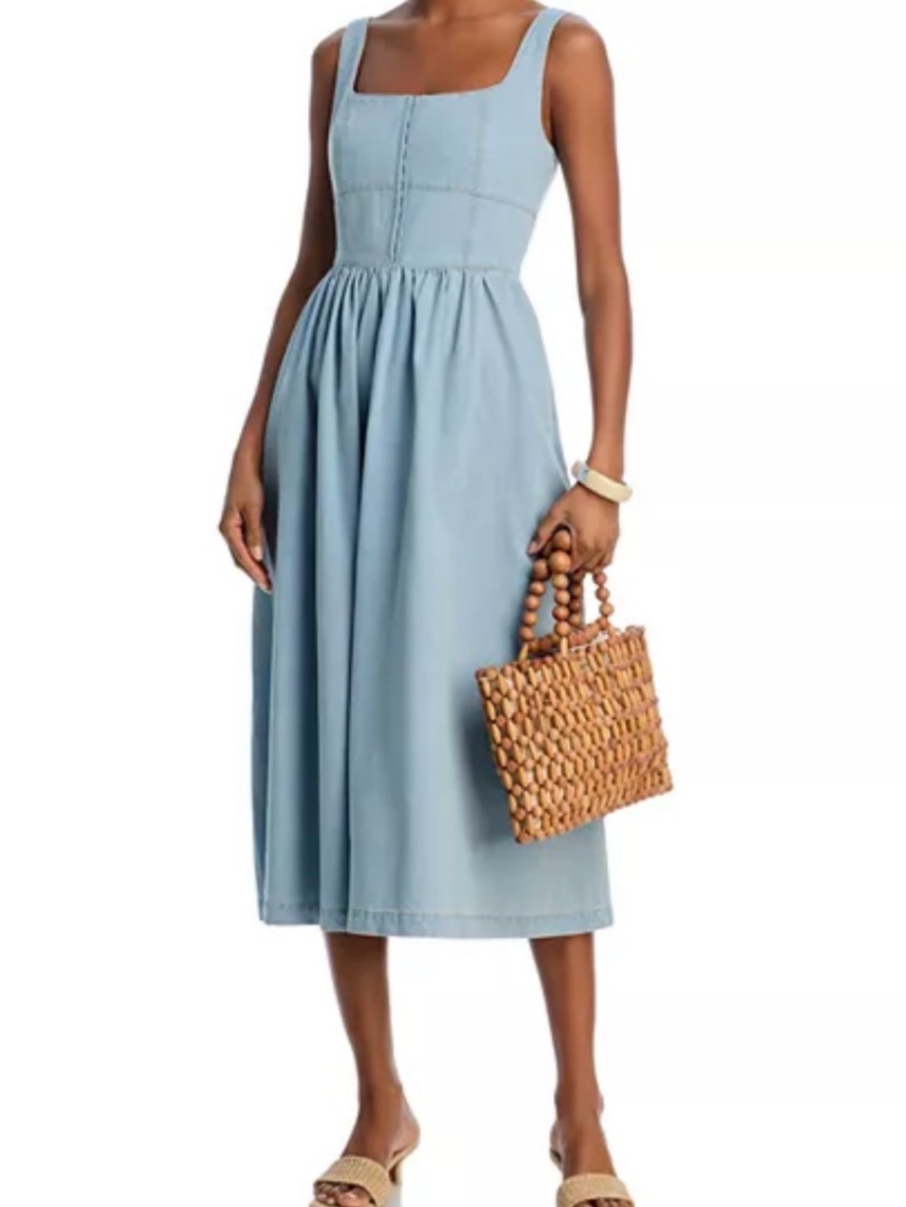 AQUA Denim Tank Midi Dress